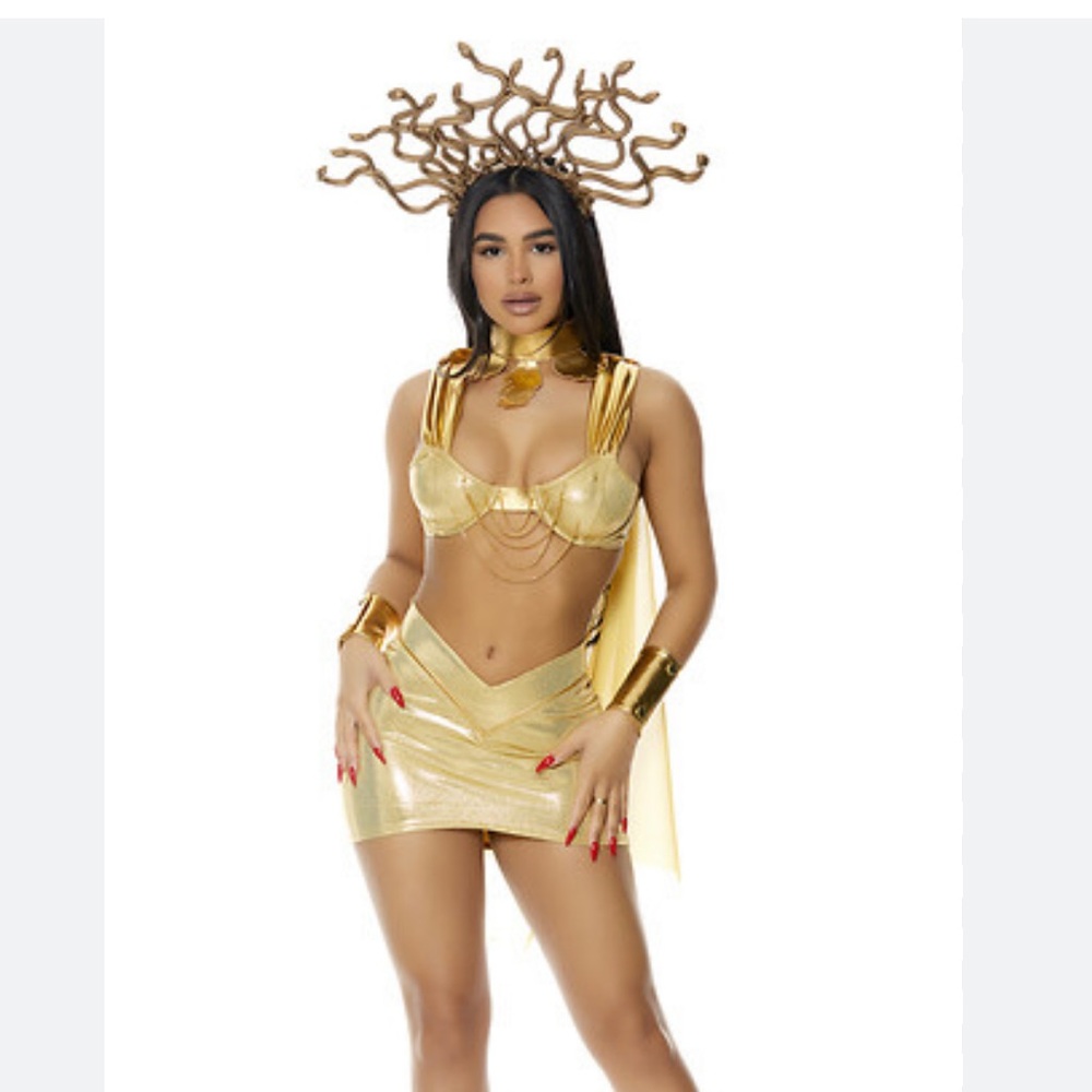 Fashion Nova New Medusa Mami Gold Costume Size Small